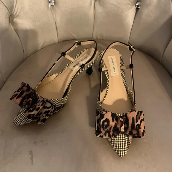 Antonio Melani style Galorie color hounds tooth, with a leopard bow. - Picture 11 of 13
